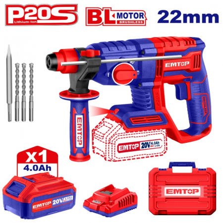 Masini de gaurit si insurubat - Ciocan rotopercutor 22mm pe acumulator, 20V, EMTOP