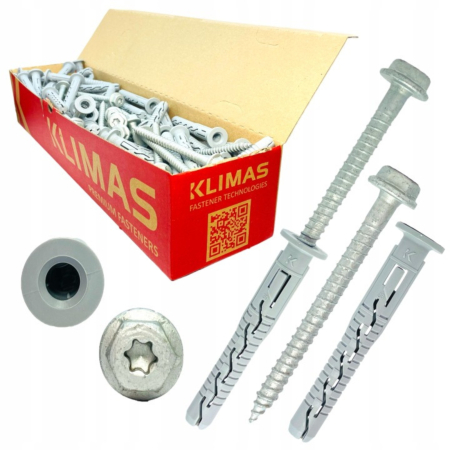 Diblu cu surub, cap hexagonal TX40, 12x120/8x125 mm, KPR-FAST-12120K, 25 buc/cutie - Wrek-met KLIMAS [1]