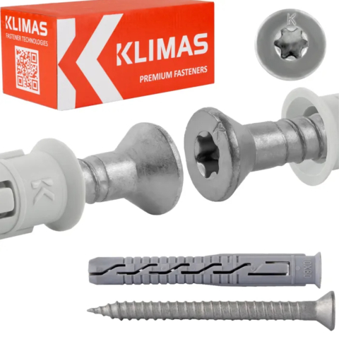 Diblu cu surub cap inecat TX30, 10x80/7x85 mm,  50 buc/cutie - KLIMAS Wrek-met [1]