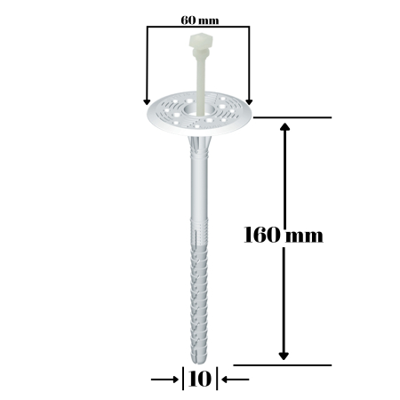 Dibluri - Diblu fixare polistiren cu expansiune lunga in BCA, beton si caramida, 10x160mm, 200 buc/cutie - LFN10160(200), Klimas Wkret-met