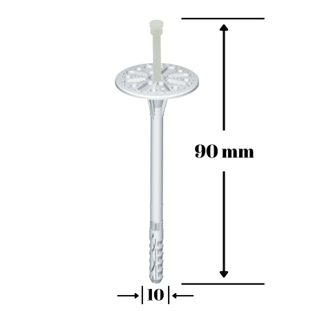 Dibluri pentru termoizolatii - Diblu fixare polistiren pe caramida, BCA si beton,  LT 10x90mm - 200 bucati/cutie, LTX10090(200) Wrek-met KLIMAS