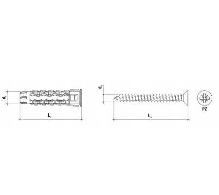 Diblu universal cu Surub cu cap înfundat, (PZ-2/PZ-3) 6,0x30/5,0x50mm - 12 bucati/blister - BSFXP-06030050, Klimas Wkret-met [4]