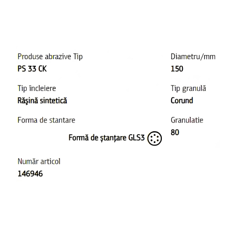 Disc abraziv pe suport de hartie, autofixare pentru vopsea / lac / chit / lemn, 150mm, granulatie 80, GLS3, PS 33 CK - Klingspor [3]