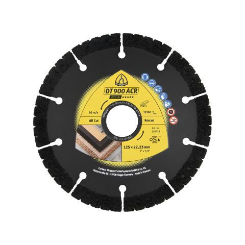 Discuri diamantate - Disc diamantat debitare, Klingspor DT 900 ACR , 125 x 2.8 x 22,23mm, 10segmente, 45x10x2.8mm, Klingspor