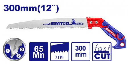 Fierastraie - Fierastrau de mana pentru gradina, 330mm, EMTOP
