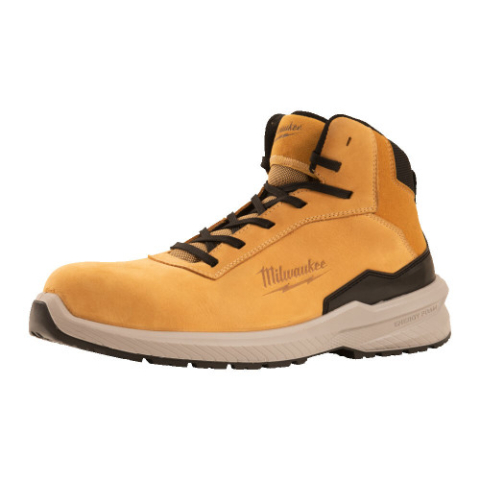 Echipamente de protectie si imbracaminte - Ghete de Protecție Milwaukee Flextred S3S ESD SC FO SR, Mărimea 38, Piele Nubuc Bej, Impermeabile, Fără Metal, Cod 4932493742