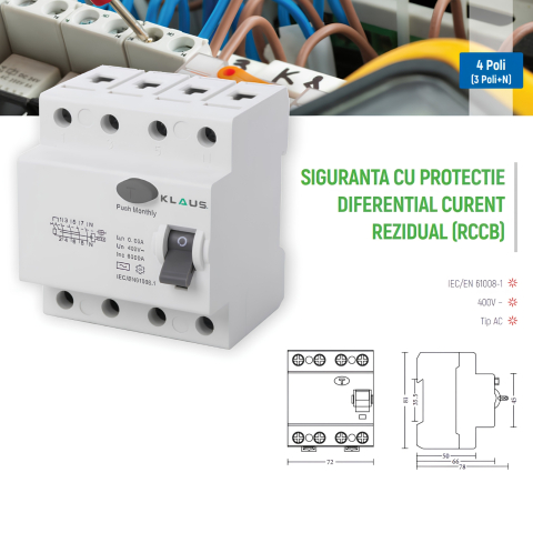 Intrerupator circuit curent rezidual RCCB 6KA 1P+N 32A 30MA AC, KE41232 - Klaus [1]
