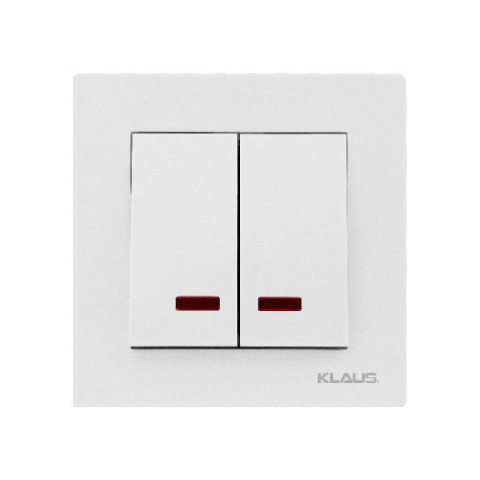 Electrice - KLAUS Întrerupător Dublu cu LED Alb
