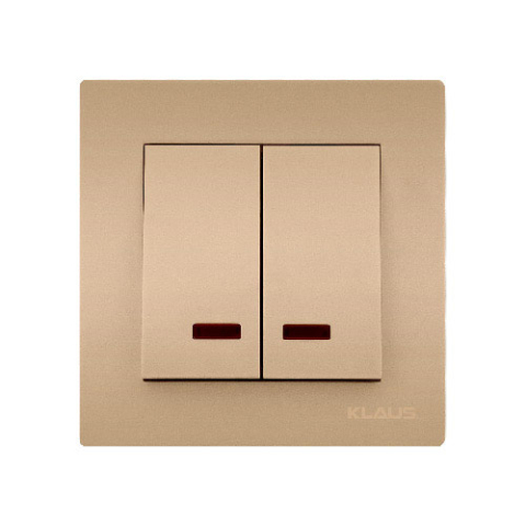 Electrice - KLAUS Întrerupător dublu cu LED, auriu