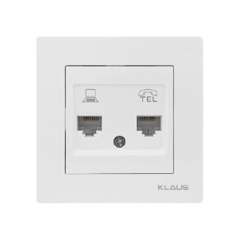 Electrice - KLAUS Priză Date + Telefon Albă