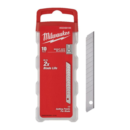 Cuttere - Lame de cutter, 9mm, set de 10 bucăți, (4932480106), MILWAUKEE
