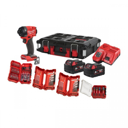 Masini de gaurit si insurubat - Masina de insurubat cu impact, cu acumulator, model M18 FID3100P-502P SET PROMO, 4933498244 Milwaukee, MILWAUKEE