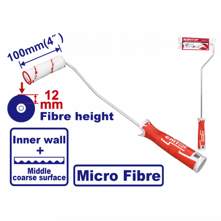 Unelte si accesorii pentru zidarie si zugravit - Mini rola trafalet fibra, 100mm