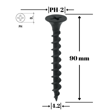 Suruburi pentru gips-carton - Negrese lemn - surub gips-carton FT 4.2x90mm, 250 buc/cutie - KSGD-42090, Klimas Wkret-met