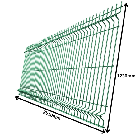 Panouri gard - Panou bordurat plastifiat verde 1230x2510, diametru O4.2