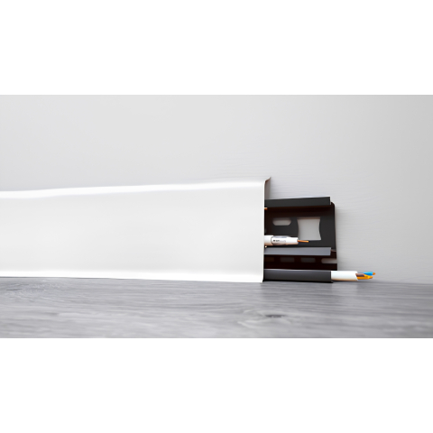 Plinta parchet, cu canal cablu, PVC, alb mat, INDO 70, 2500 mm - Arbition [2]