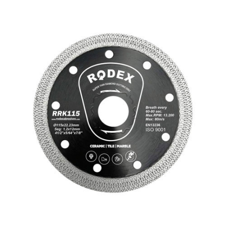 Scule electrice, unelte si accesorii - RODEX DISC DE TAIERE DIAMANTAT PENTRU TĂIEREA UMEDĂ ȘI USCATĂ 115MM (4/20/80)