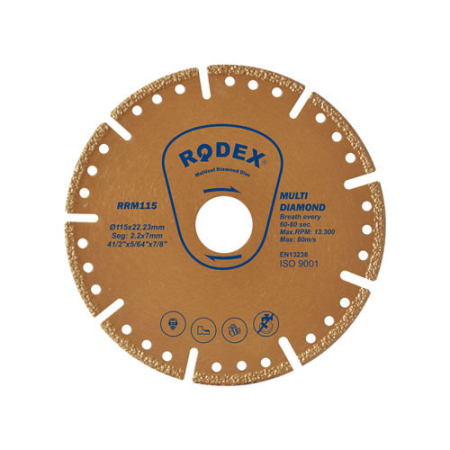 Discuri abrazive - RODEX DISC DIAMANTAT BRAZAT ÎN VACUUM, TĂIERE ULTRA RAPIDĂ 125MM*20/22,23MM