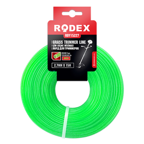 Curte si gradina - RODEX Fir de Tuns Iarbă Verde Rotund 2.4MM x 15M cu Suport Hârtie