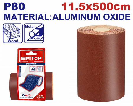 Role abrazive - Rola abraziva 11.5 x 500cm, granulatie 80, EMTOP