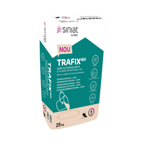 Sape de egalizare, sape autonivelante si pardoseli industriale - Sapa autonivelanta cu intarire rapida,TRAFIX 4H, 25 kg - Siniat
