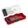 Burghie - Set 10 burghie metal, otel HSS 4241, tija E 6.3, vârf cu vârf despicat 135°, spirala tip N rulata, cutie de depozitare, Einhell 49108723, Einhell