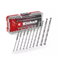 Burghie - Set 10 burghie zidarie, tija E 6,3, insertie de carbura, ax rulat, cutie de depozitare, Einhell, 49108743, Einhell