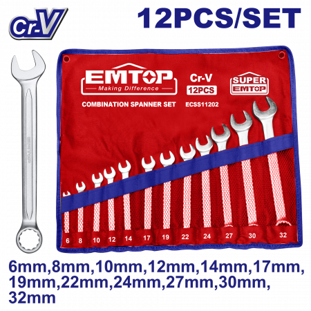 Chei - Set 12 chei fixe combinate 6-32mm, EMTOP