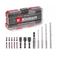 Biti - Set 18 biti, biti 25 mm, biti de 50 mm, suport pentru biti de 60 mm, chei tubulare,burghie metal, cutie de depozitare, Einhell, 49108709, Einhell