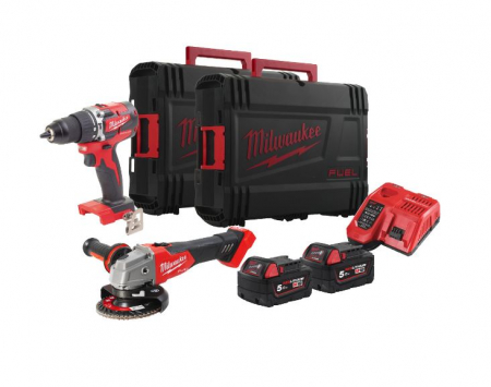 Masini de gaurit si insurubat - Set 2 scule cu acumulator Milwaukee M18 FPP2BG-502X 4933492522, MILWAUKEE