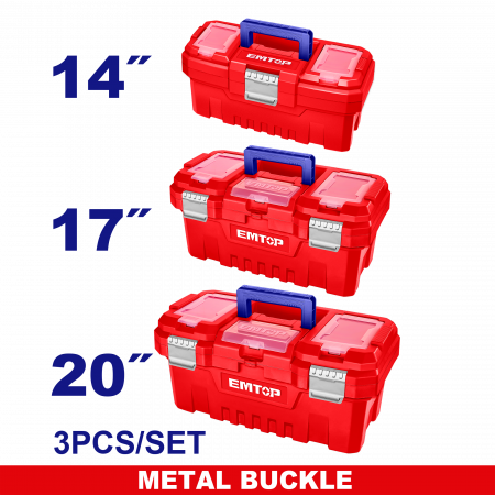 Organizatoare - Set 3 cutii de organizare pentru scule, 14'', 17'', 20'' cu clapete metalice, EMTOP