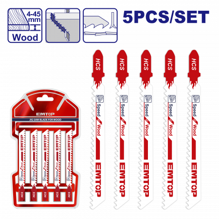 Fierastraie - Set 5 lame pentru fiestrau pendular pentru lemn, 74mm, EMTOP