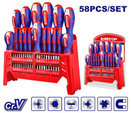 Surubelnite - Set 58 bucăți de surubelnițe, EMTOP