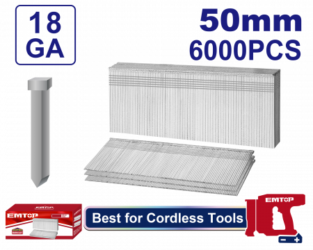 Accesorii unelte - Set 6000 bucati de cuie pentru pistol 50mm, EMTOP
