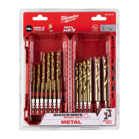 Set de 19 burghie HSS-G TIN RED HEX (4932493866), MILWAUKEE [1]