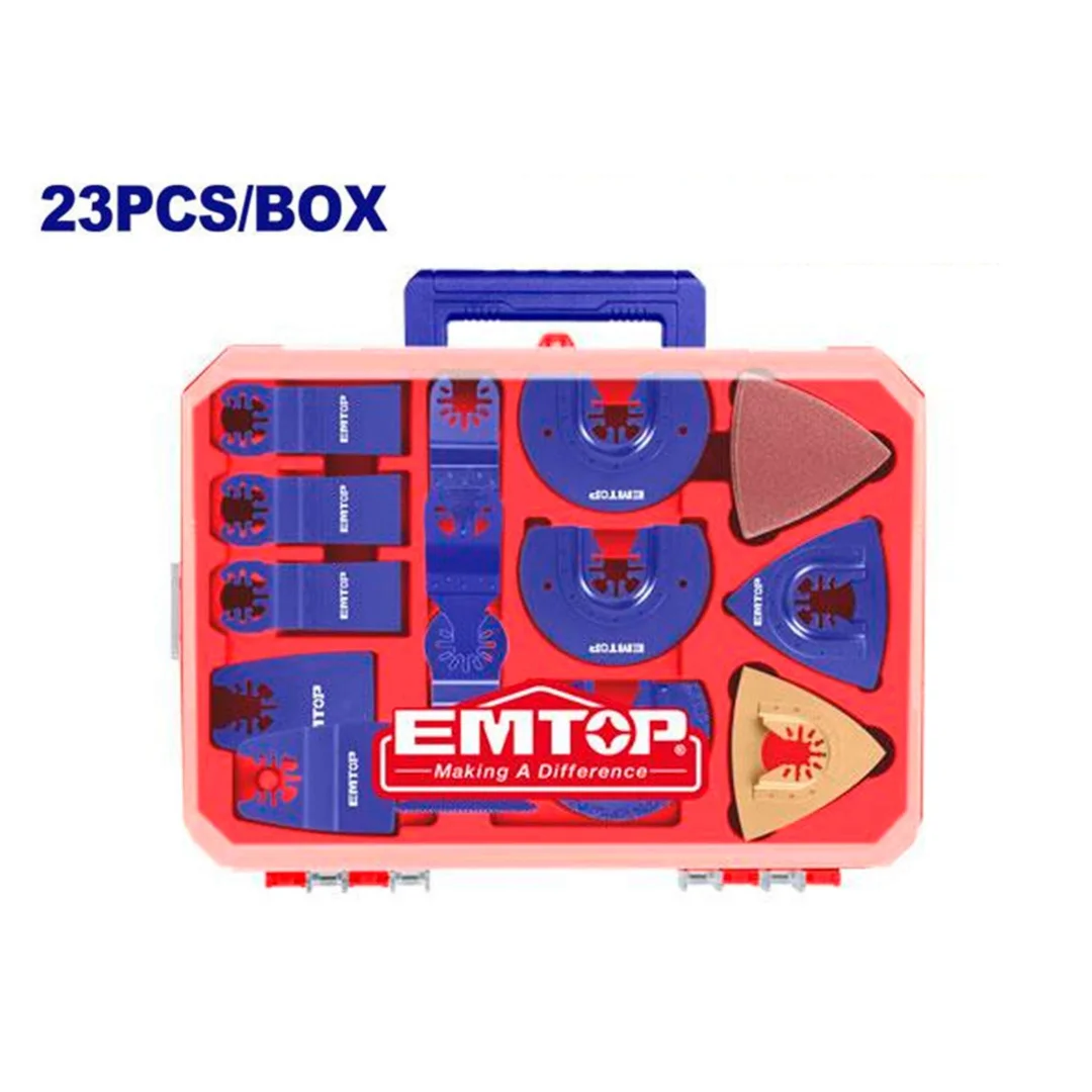 Unelte electrice speciale - Set de 23 lame pentru aparat multifuncțional (smirghel, lame, panze, raclete), EMTOP
