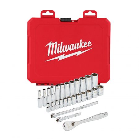 Scule de mana - Set de 28 chei tubulare 1/4", 5-15mm, 4932464943 Milwaukee, MILWAUKEE