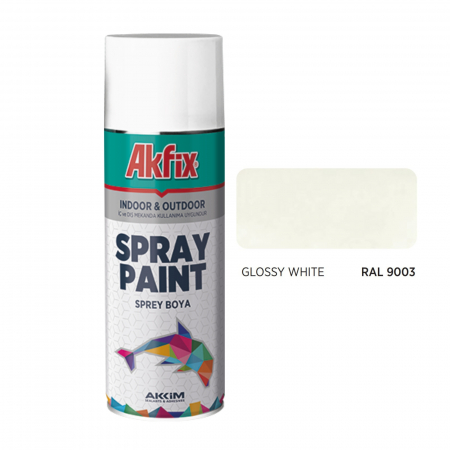 Tencuieli decorative si vopsele - Spray vopsea - alb lucios RAL9003, Akfix, 400ml