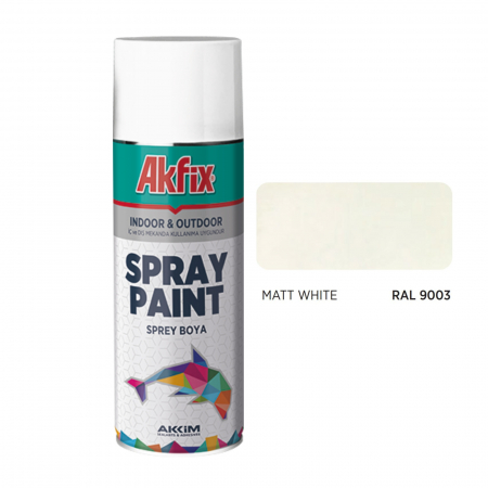 Tencuieli decorative si vopsele - Spray vopsea - alb mat RAL9003, Akfix, 400ml