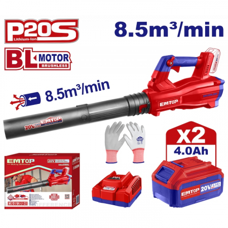 Aspiratoar, suflante si pulverizatoare - Suflanta, motor fara perii (Brushless), 8.5m³/min, Viteza Max 144 km/h, 2 Acumulatori 4.0Ah