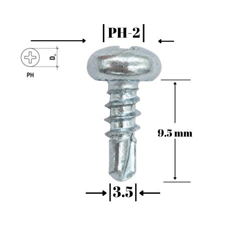 Suruburi autoforante - Surub autoforant, cap semirotund, WS 3.5x9.5 mm, 1000 buc/cutie