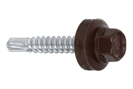 Suruburi pentru tabla - Surub autoforant pentru tabla, cap hexagonal 4.8x55mm RAL 8017- 200 buc/cutie - WFD-48055-8017, Wrek-met KLIMAS
