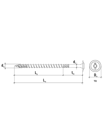 Surub dulgherie lemn, cap saiba TORX TX30 6x70 mm, 100 bucati/cutie - WKCP-06070, Klimas Wkret-met [9]
