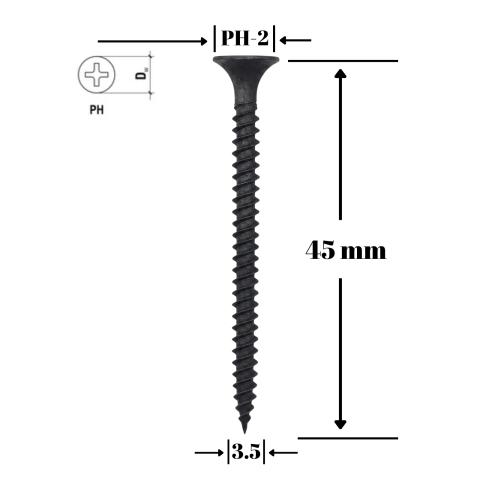 Suruburi pentru gips-carton - Surub gips-carton pentru metal, TN 3.5x45mm, 500 buc/cutie - FixAD
