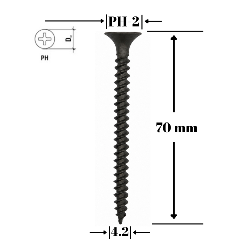 Suruburi, cuie, dibluri si alte elemente de fixare - Surub gips-carton pentru metal, FS 4.2x70mm, 500 buc/cutie