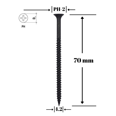 Suruburi pentru gips-carton - Surub gips-carton pentru metal, TN 4.2x70mm, 500 buc/cutie - FixAD