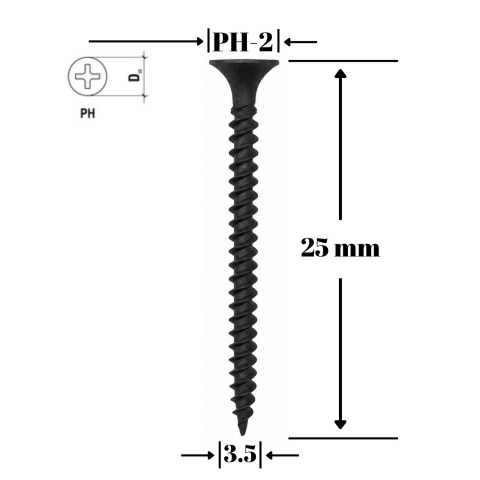 Suruburi, cuie, dibluri si alte elemente de fixare - Surub gips-carton pentru metal, TN 3.5x25 mm, 1000 buc/cutie