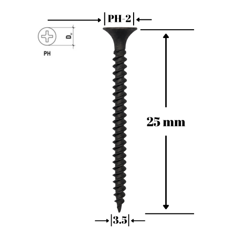 Surub gips-carton pentru metal, TN 3.5x25mm, 1000 buc/cutie [1]