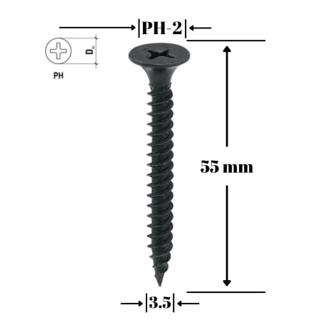 Surub gips-carton pentru metal, TN 3.5x55  - KSGM-35055, Wrek-met KLIMAS Suruburi pentru gips-carton - Surub gips-carton pentru metal, TN 3.5x55  - KSGM-35055, Wrek-met KLIMAS