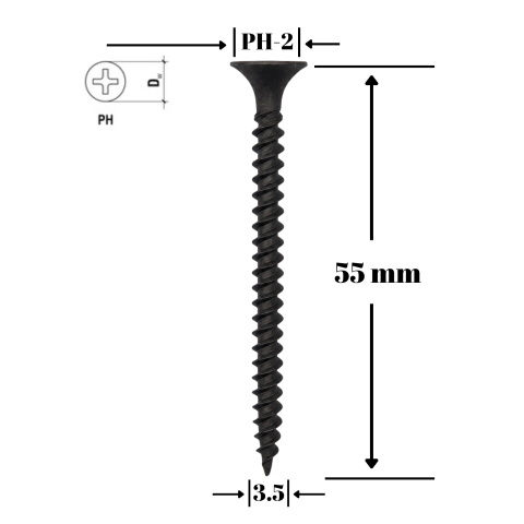 Suruburi, cuie, dibluri si alte elemente de fixare - Surub gips-carton pentru metal, TN 3.5x55mm, 500 buc/cutie